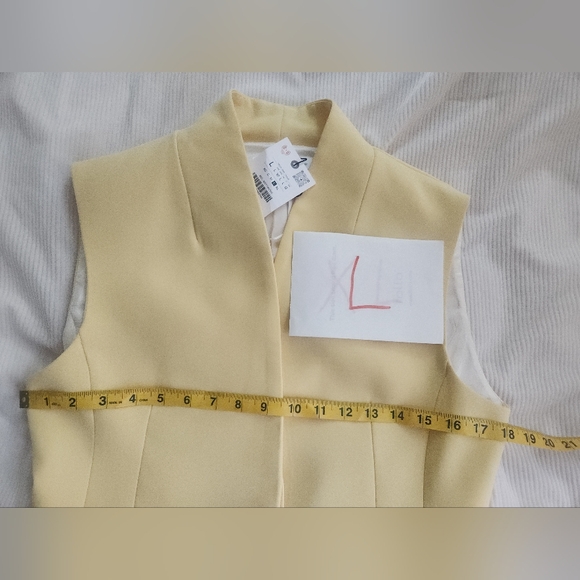 Zara Co-ord Set Preplum Vest/Waistcoat + Wide Leg Pants ZW Collection Yellow - Picture 13 of 16